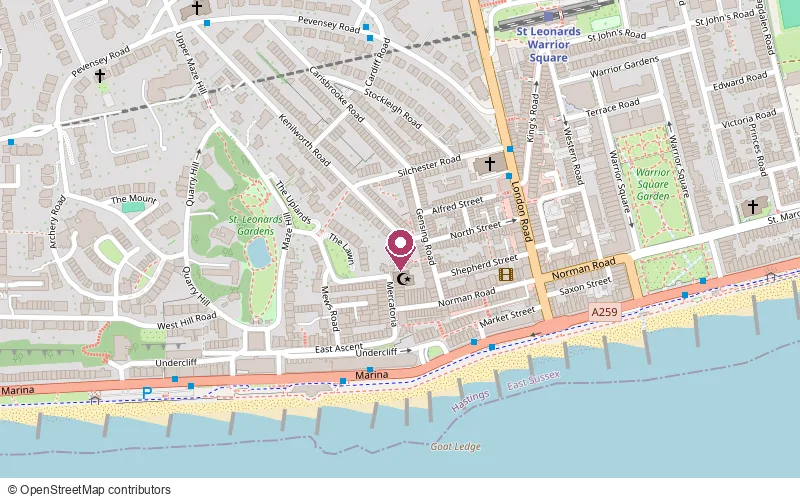 Map of Unzipped Sewing Café on the Marina, St Leonards-on-Sea.